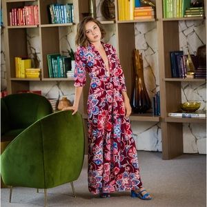 Jennafer Grace Bloom Minaret maxi deep v neck boho glam Dress made in San Diego